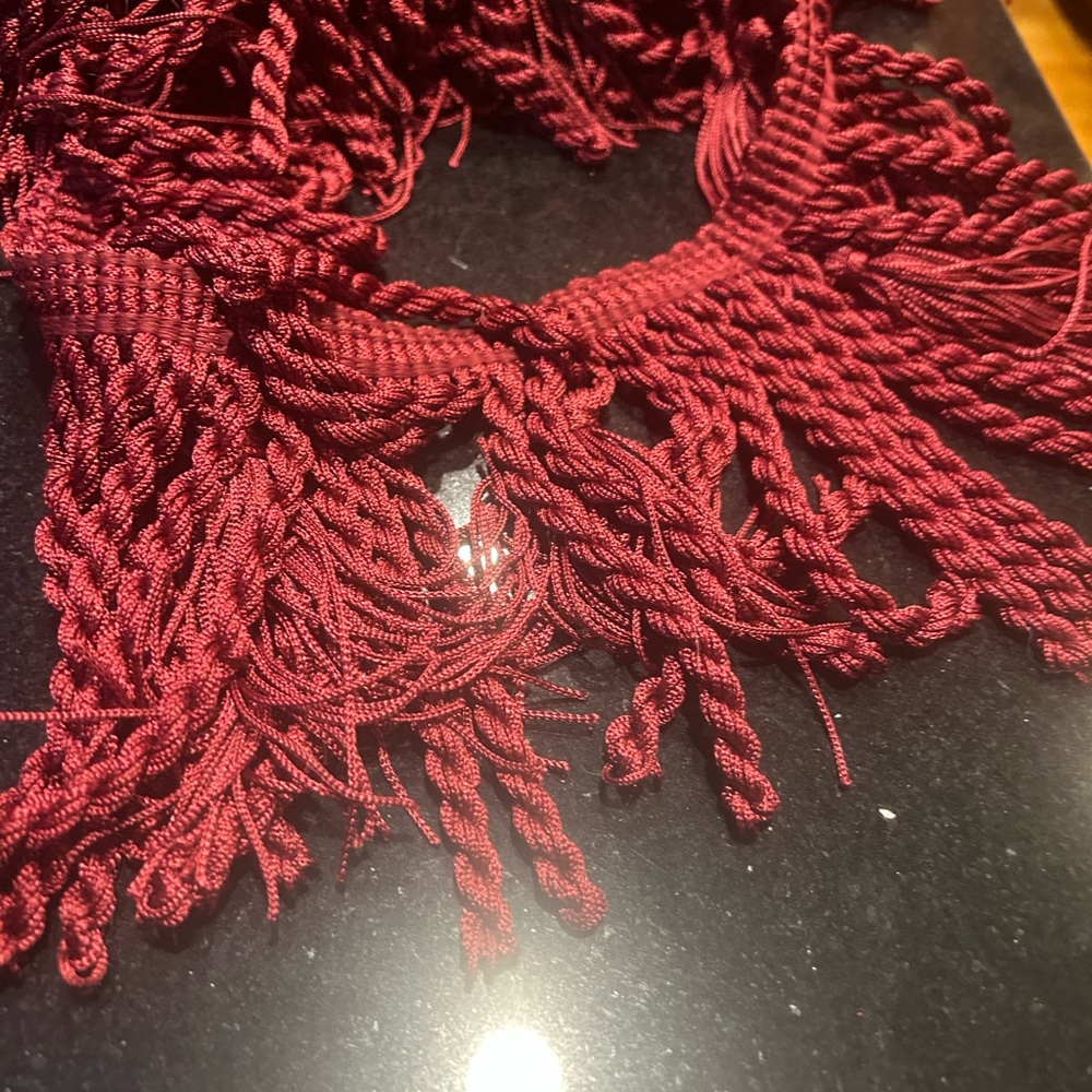 Burgundy Upholstery  5" Fringe Trim 7 yards